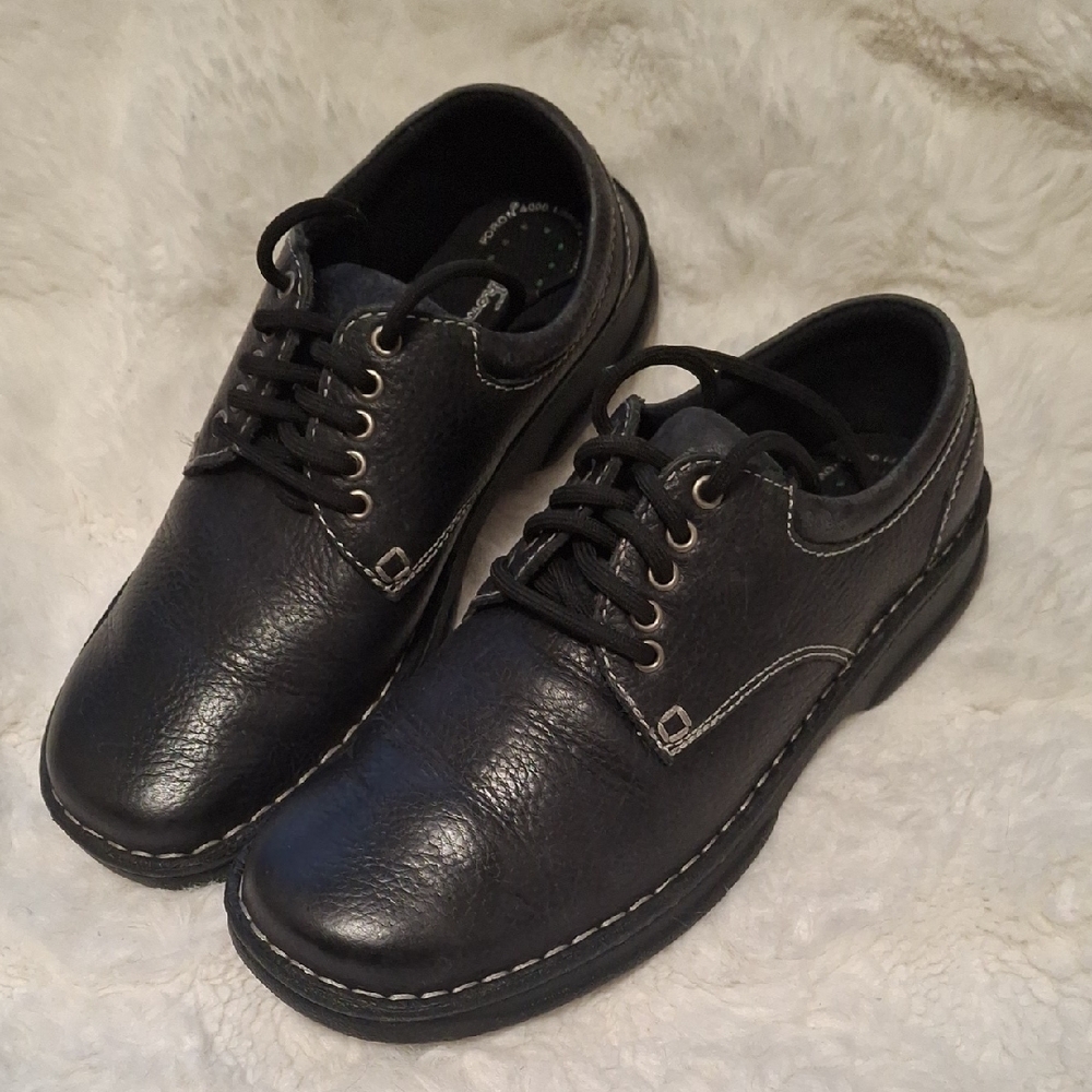 Thom McAn Women's Black Pebbled Leather Oxfords Size 8C Comfort Shoes